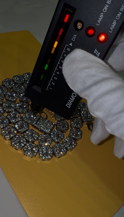 10MM VVS1 Moissanite Cluster Cuban Chain
