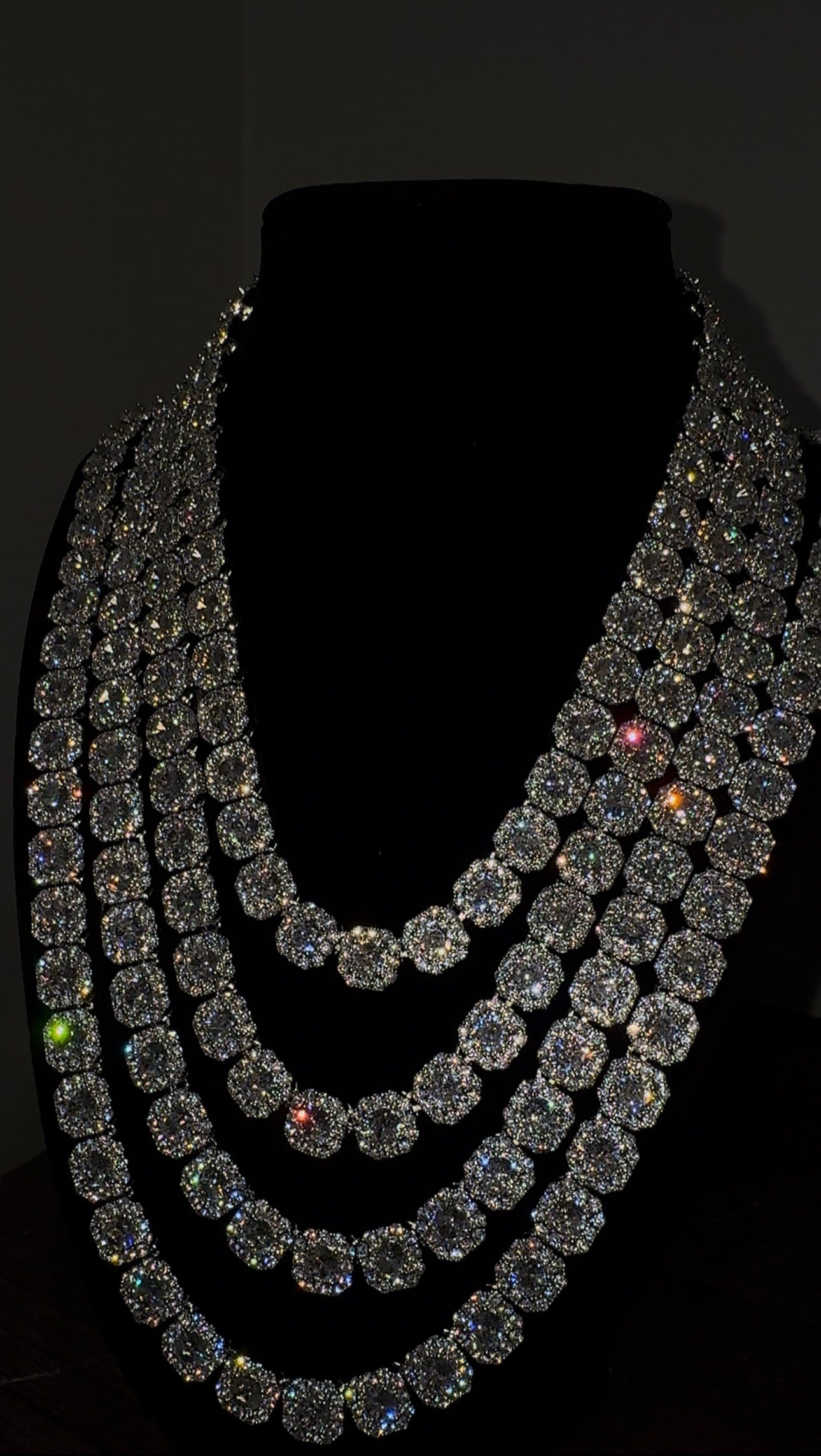 10MM VVS1 Moissanite Mixed Cluster Cluster Chain