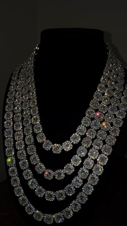 10MM VVS1 Moissanite Mixed Cluster Cluster Chain