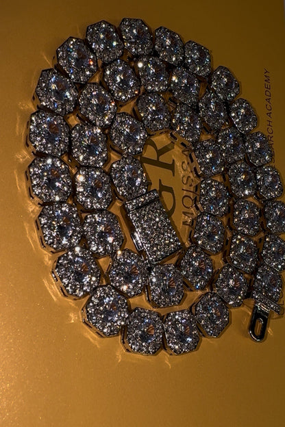 10MM VVS1 Moissanite Cluster Cuban Chain