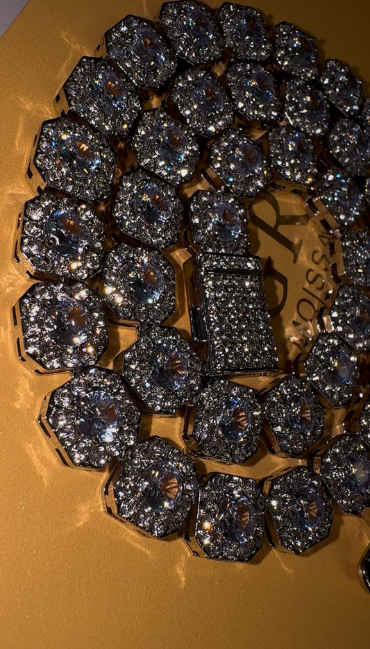 10MM VVS1 Moissanite Cluster Cuban Chain