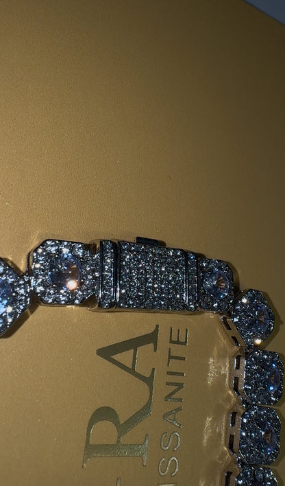 10MM VVS1 Moissanite Cluster Cuban Chain