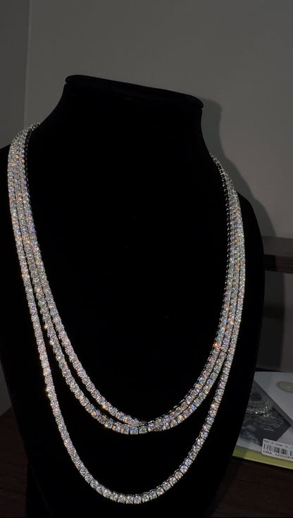 Moissanite Tennis Chain – VVS1 Diamond Look, Iced Out Shine (3mm–6mm, D-F Color)