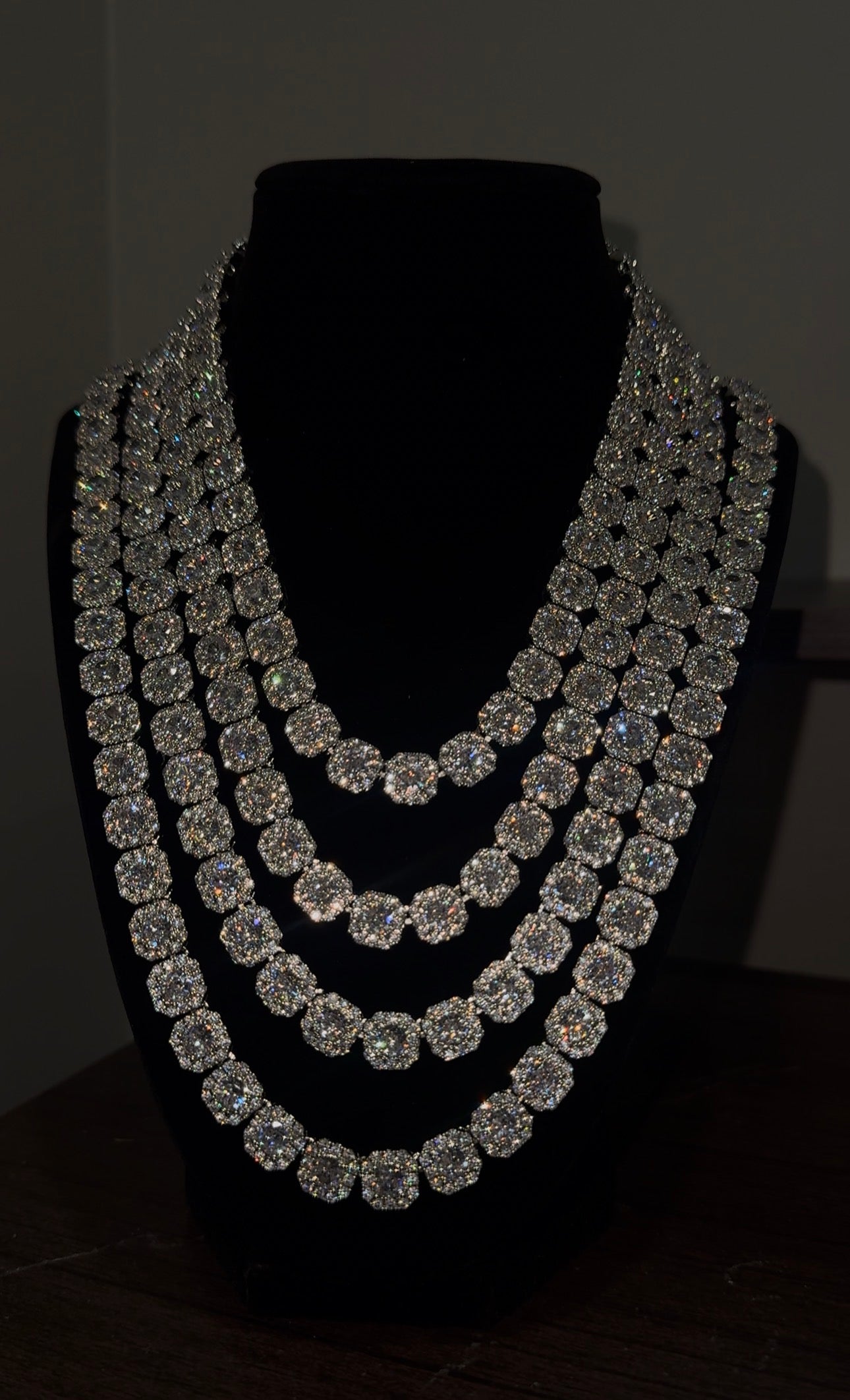 10MM VVS1 Moissanite Mixed Cluster Cluster Chain