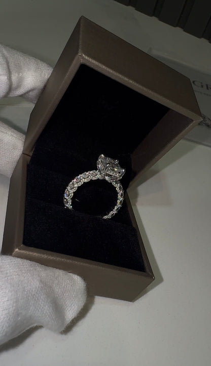 VVS1 Moissanite 3 Carat Radiant Cut Pavé Engagement Ring