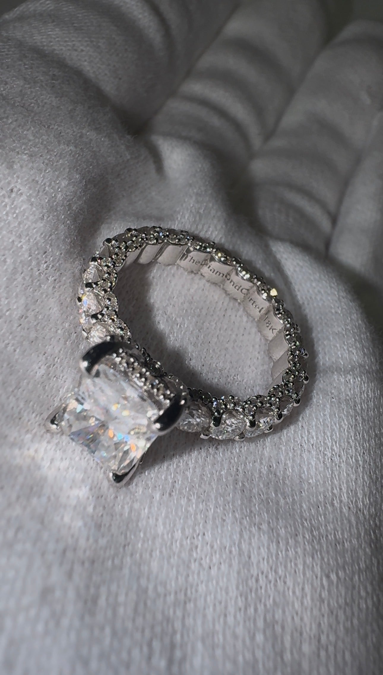 VVS1 Moissanite 3 Carat Radiant Cut Pavé Engagement Ring