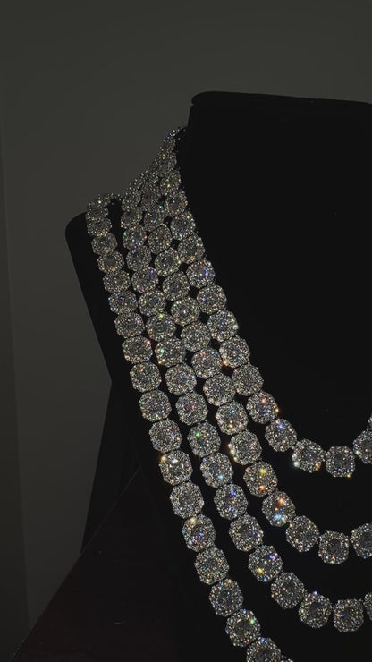 10MM VVS1 Moissanite Mixed Cluster Cluster Chain