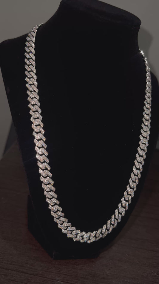 Iced Out VVS1 Moissanite Cuban Chain 10–14mm – D-F Color Diamond Look (19.59 Carat)